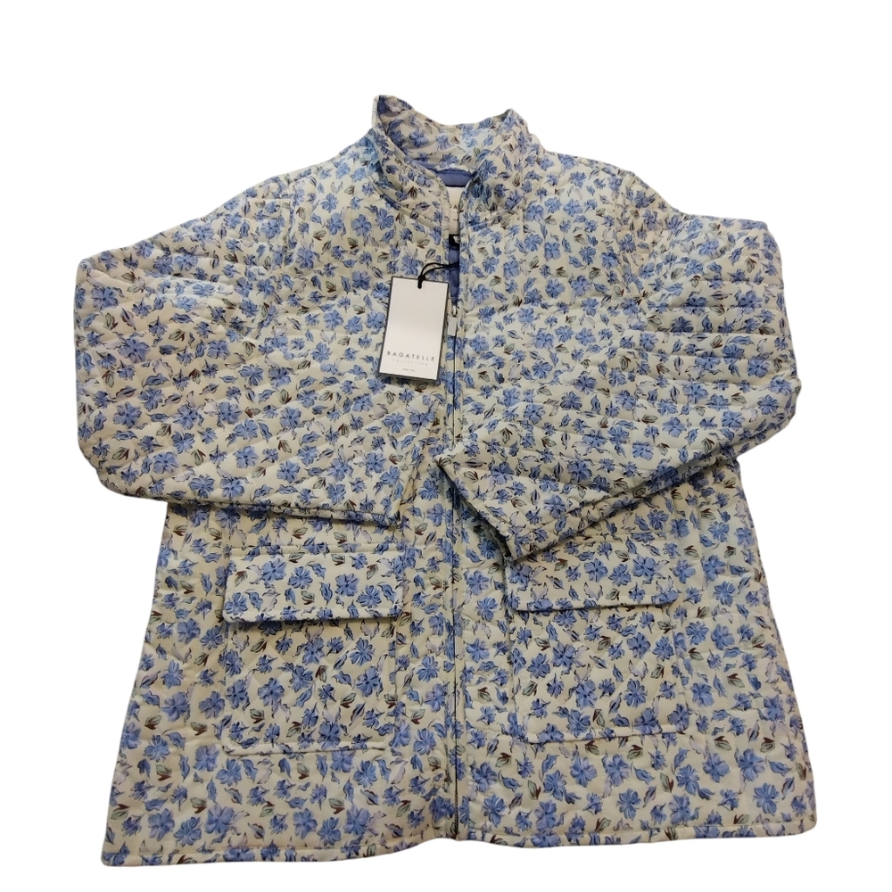 NWT Bagatelle Lavender Purple Floral Zip Up Quilted Jacket